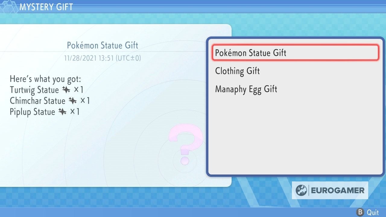 Mystery Gift codes for Pokémon Brilliant Diamond and Shining Pearl